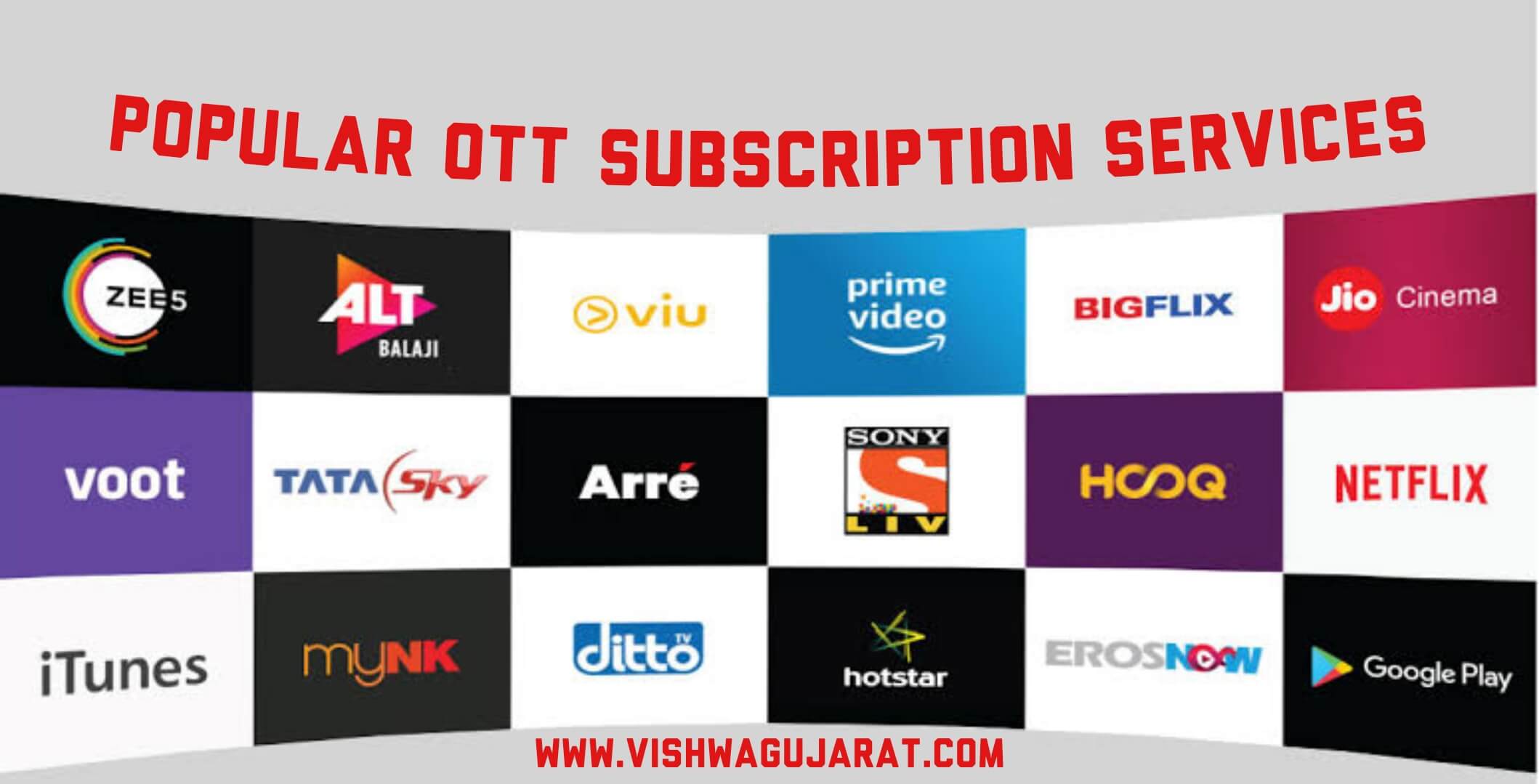 Popular OTT subscription services