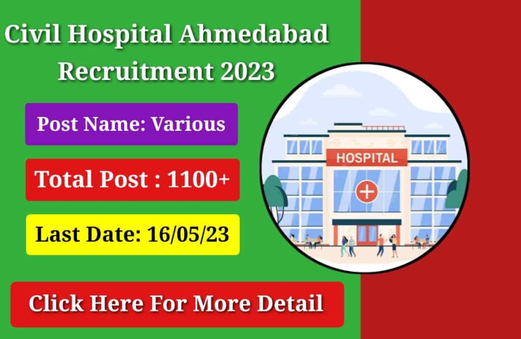 Civil Hospital Ahmedabad Recruitment 2023 @ikdrc-its.org